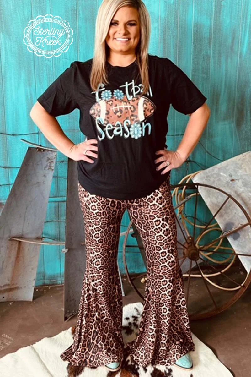 Plus size 2025 leopard bell bottoms