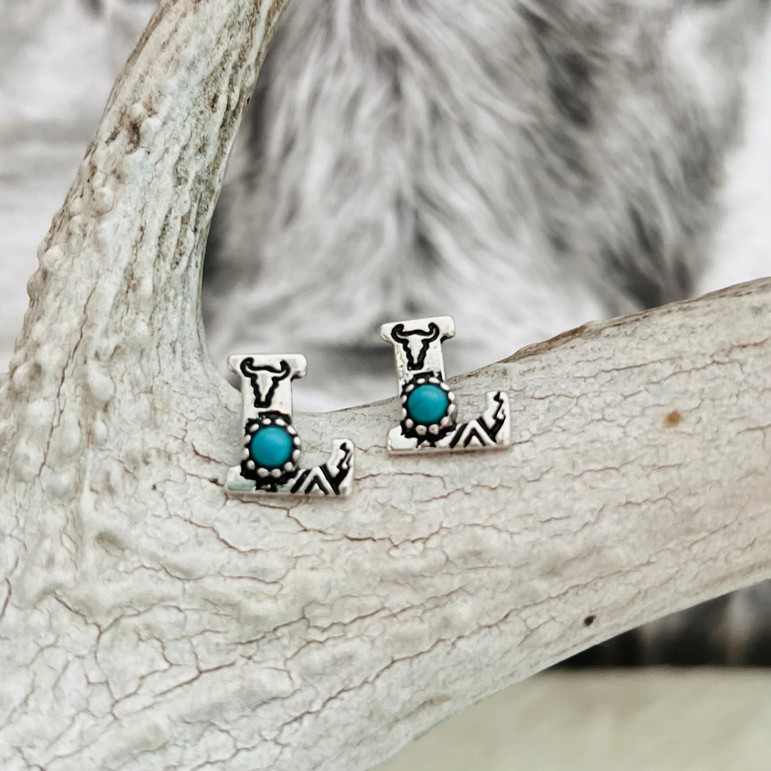 Western Letters Earrings | gussieduponline