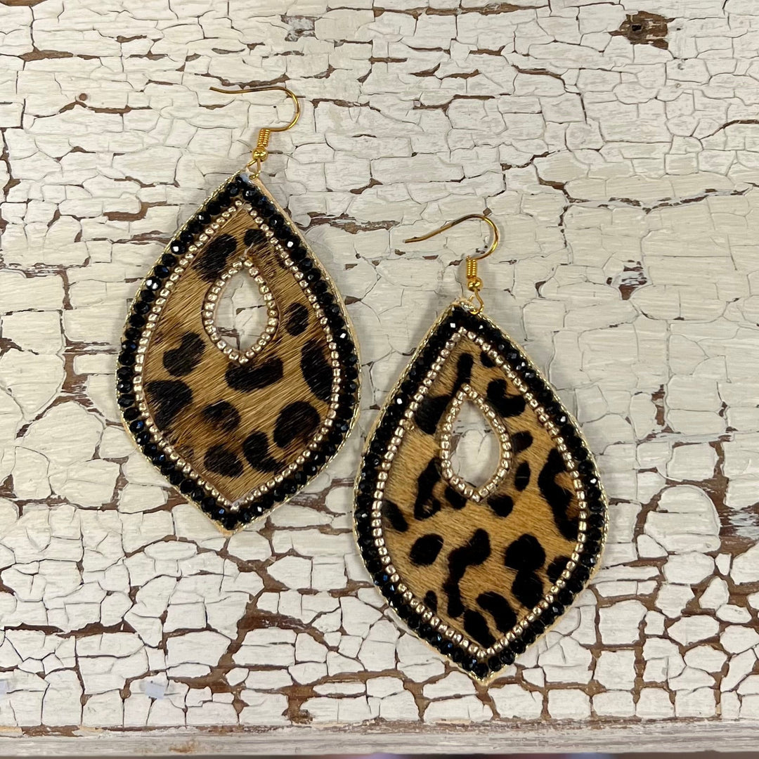 Hear Me Roar Leopard Water Drop Earrings | gussieduponline