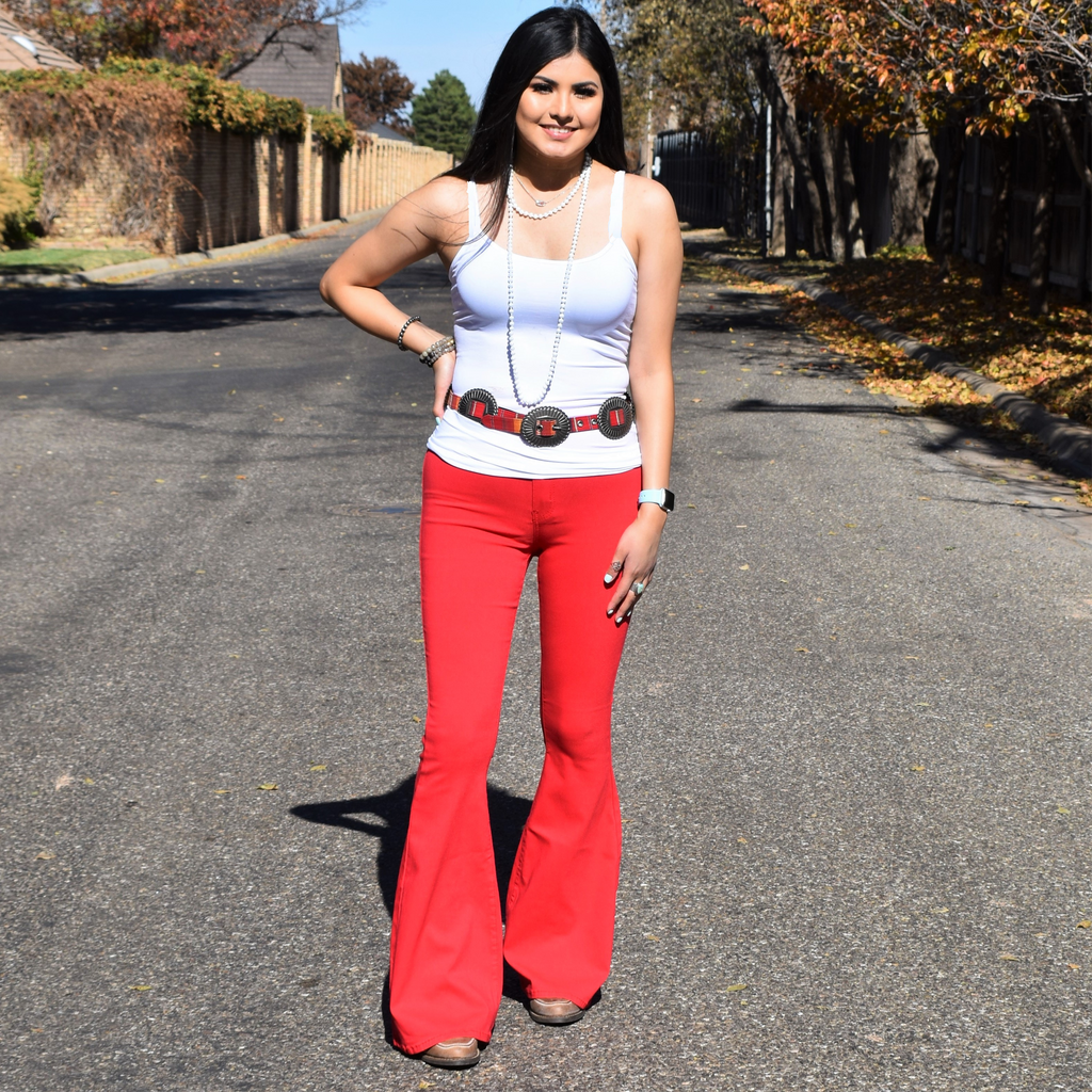 Seeing Red Super Stretch Bell Bottoms
