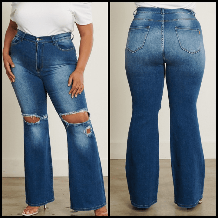 Plus Rip Knee Flares* | gussieduponline