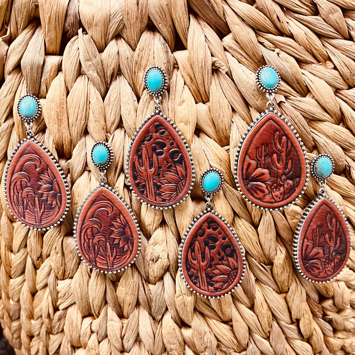 Leather Stamped Earrings | gussieduponline
