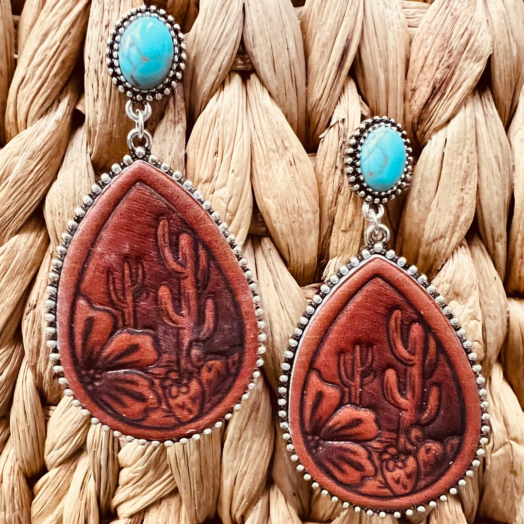 Leather Stamped Earrings | gussieduponline